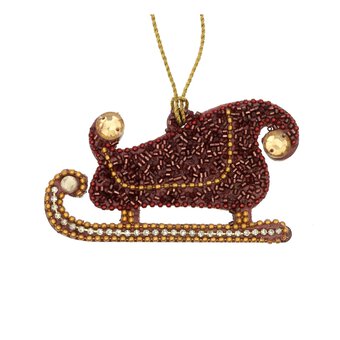 Hanging Beaded Sleigh Decoration 9cm