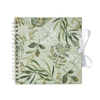 Spiral Bound Green Floral Scrapbook 8 x 8 Inches