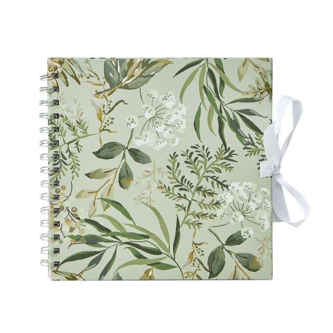 Spiral Bound Green Floral Scrapbook 8 x 8 Inches image number 1