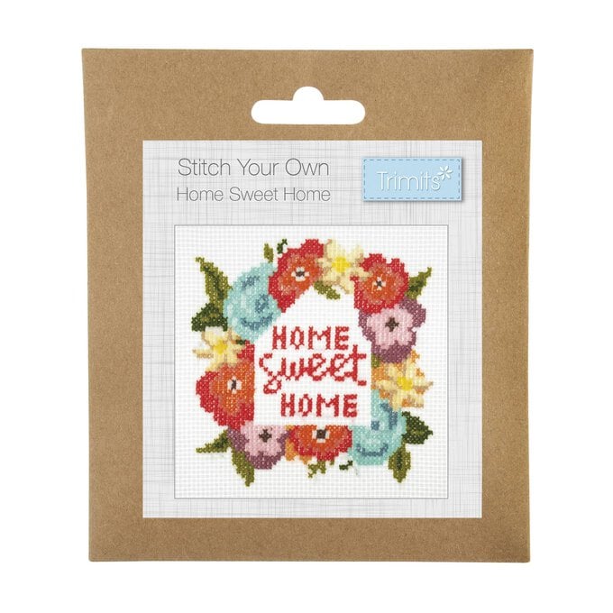 Trimits Home Sweet Home Mini Cross Stitch Kit 13cm x 13cm image number 1