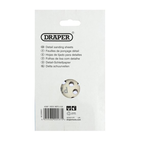 Draper 240 Grit Detail Sanding Sheets 140mm 10 Pack image number 3