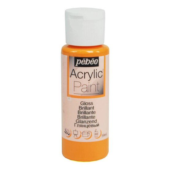 Pebeo Orange Gloss Acrylic Craft Paint 59ml image number 1