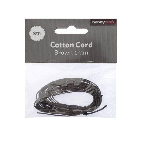 Brown Cotton Cord 1mm x 3m image number 1