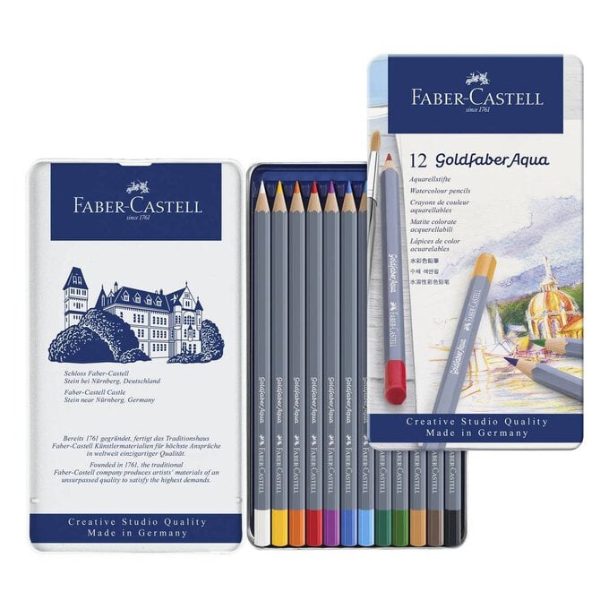 Faber-Castell Goldfaber Aqua Watercolour Pencils 12 Pack image number 1