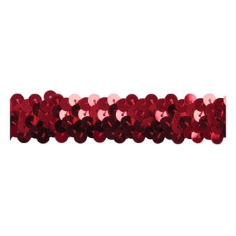 Red 20mm Sequin Stretch Trim by the Metre