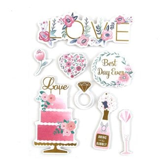 Wedding Love Chipboard Stickers 8 Pack