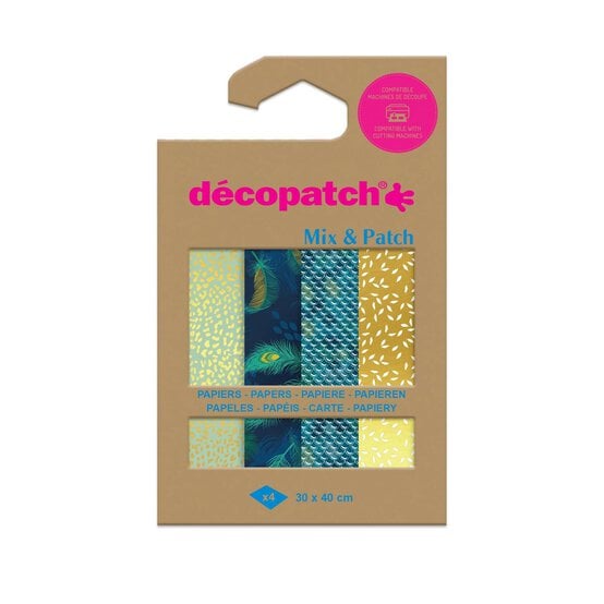 Decopatch Mix and Match Golden Peacock Paper 4 Sheets image number 1