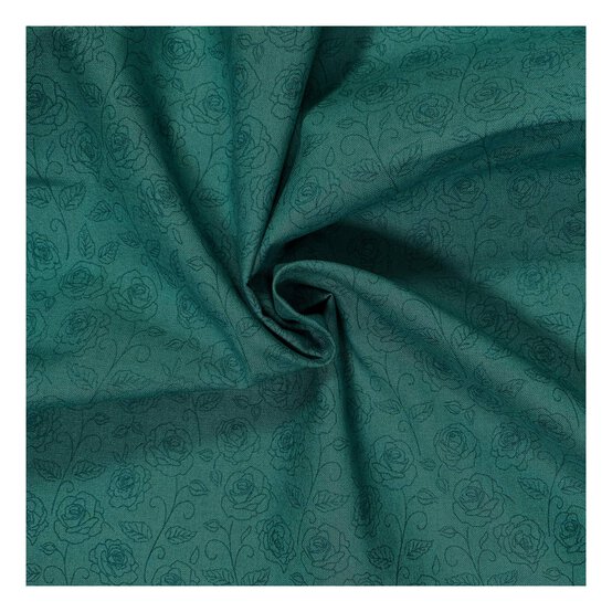 Dark Jade Cotton Rose Blender Fabric by the Metre image number 1