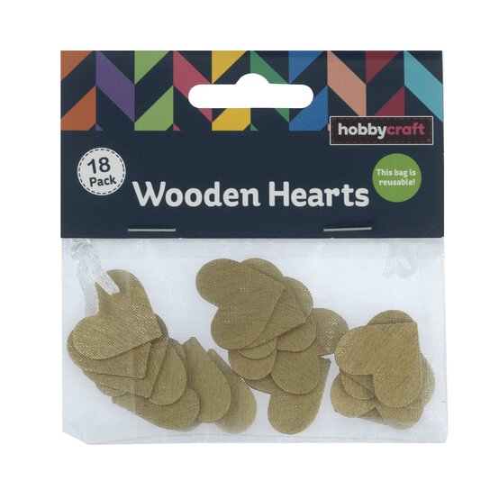 Gold Wooden Hearts 18 Pack  image number 4