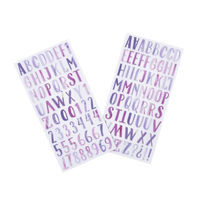 Purple Watercolour Alphabet Chipboard Stickers 121 Pieces image number 1