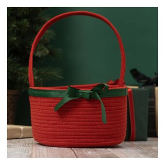 Red Rope Basket with Ribbon 24cm