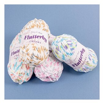 James C Brett Lime, Sky and Lavender Flutterby Chunky Yarn 100g image number 4