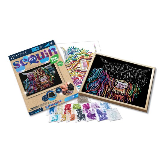 Kitfix Highland Cow Sequin Art Blue Premium Kit image number 4