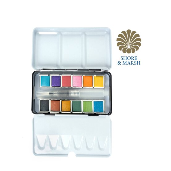Shore & Marsh Metallic Half Pans Watercolour Set 12 Pack image number 1
