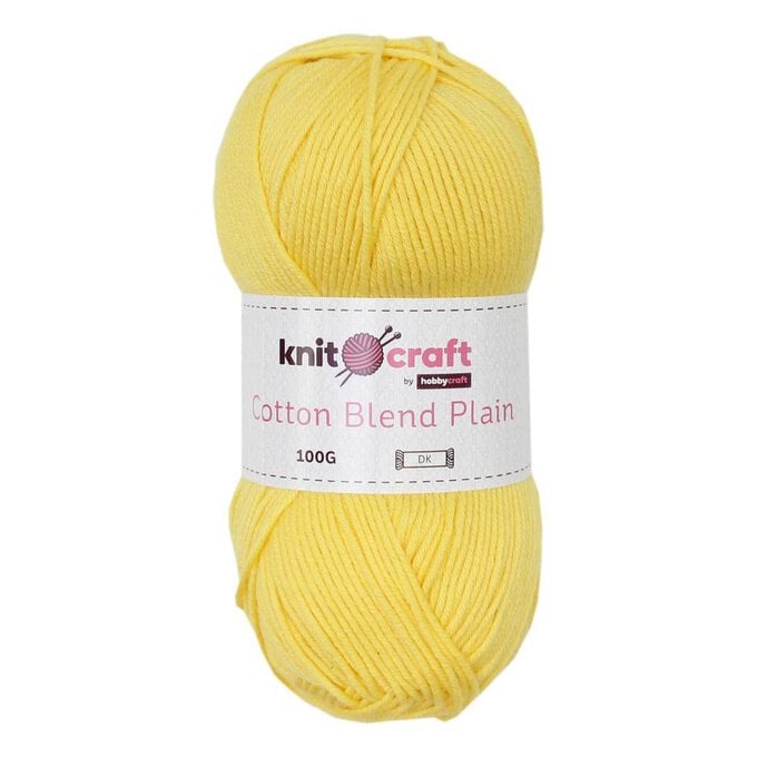 Knitcraft Yellow Cotton Blend Plain DK Yarn 100g image number 1