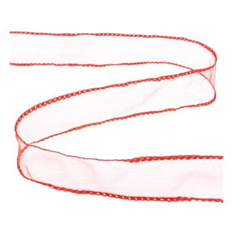 Orange Red Wire Edge Organza Ribbon 25mm x 3m