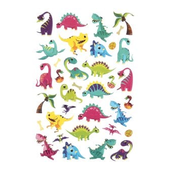 Pink and Green Dino Puffy Stickers