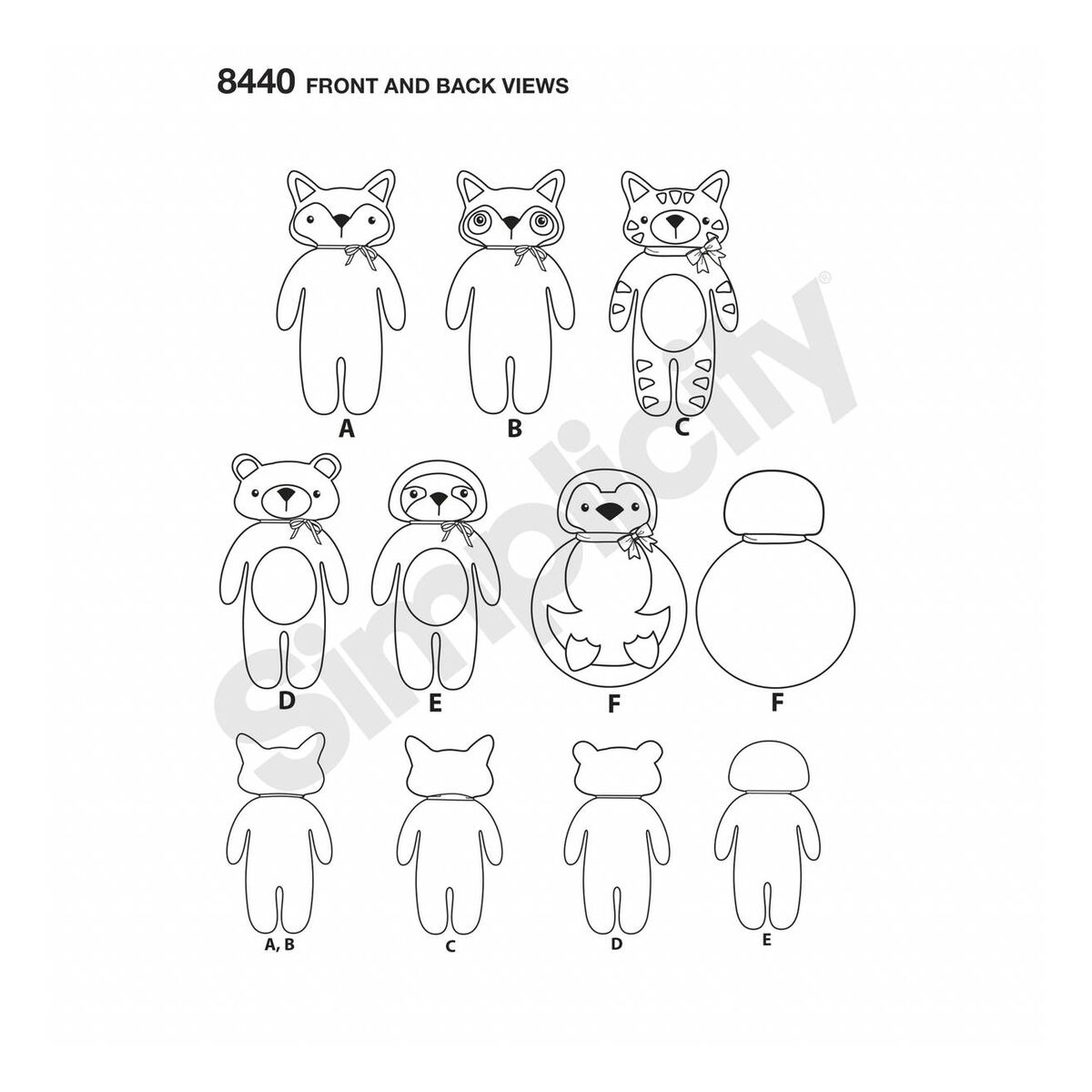 Simplicity Stuffed Animals Sewing Pattern 8440 | Hobbycraft