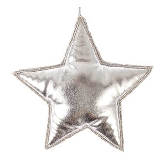 Silver Hanging Star Decoration 11cm