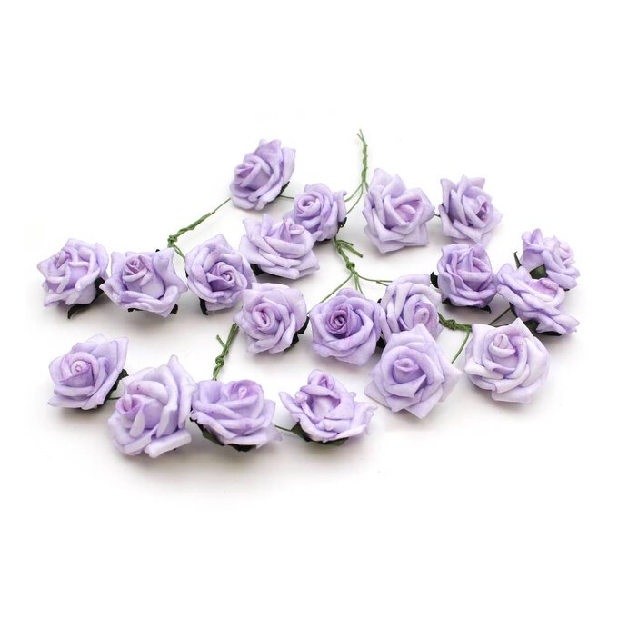 Lilac Wired Rose Heads 20 Pack image number 1