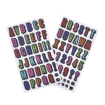 Bright Shadow Alphabet Chipboard Stickers 84 Pieces