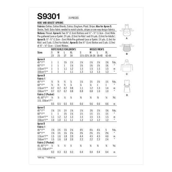 Simplicity Family Apron Sewing Pattern S9301 image number 2