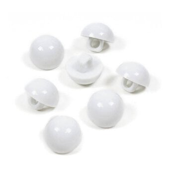 Hemline White Basic Dome Button 7 Pack