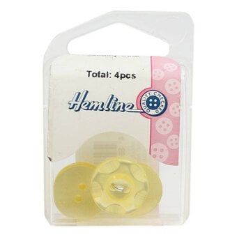Hemline Yellow Basic Scalloped Edge Button 4 Pack