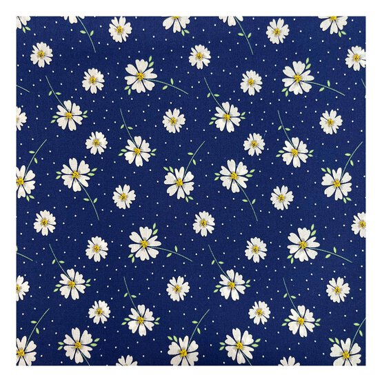 Navy Daisy Spot Polycotton Fabric by the Metre image number 2