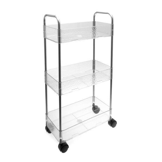 Clear Plastic Three Tier Storage Trolley image number 1