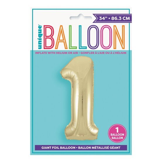 Giant Gold Foil Balloon Number 1 image number 1