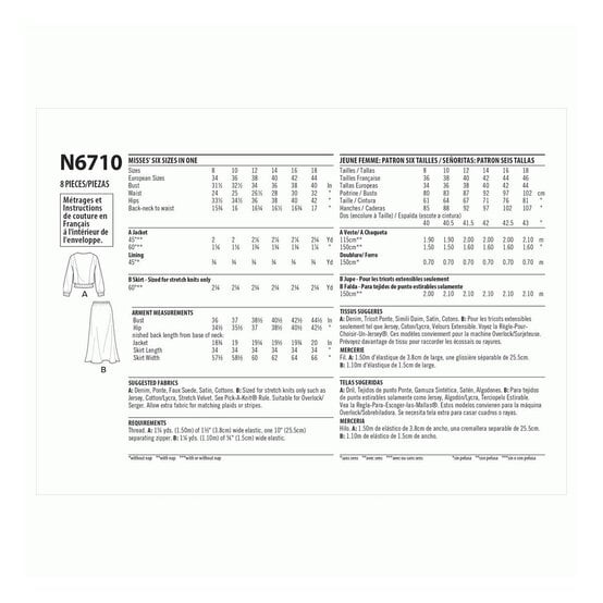 New Look Women's Jacket and Skirt Sewing Pattern 6710 (8-18) image number 5