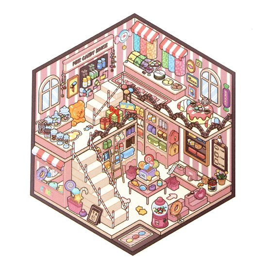 Mini Pink Candy Hut Scene Stickers image number 2