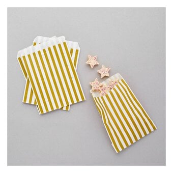 Gold and White Striped Treat Bags 50 Pack
