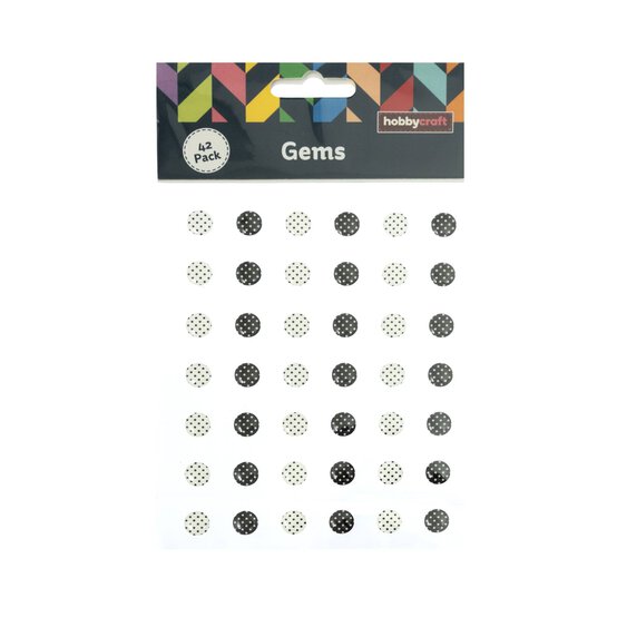 Adhesive Black and White Polka Dot Gems 42 Pack  image number 3