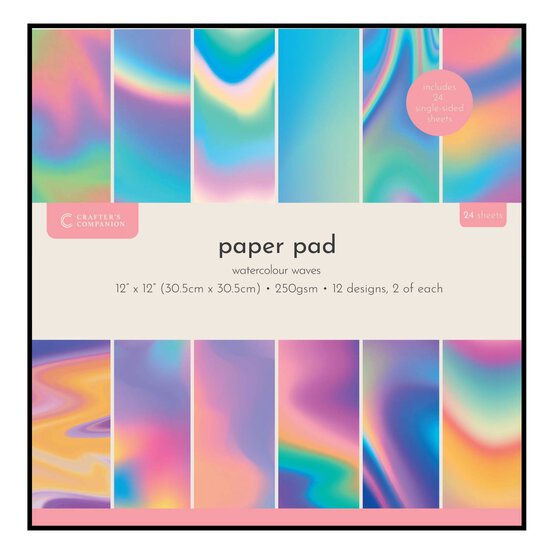 Crafter’s Companion Watercolour Waves Paper Pad 12 x 12 Inches 24 Pack image number 1