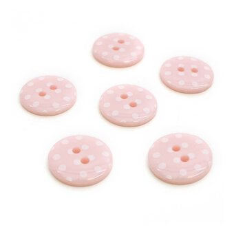 Hemline Pink Novelty Spotty Button 6 Pack