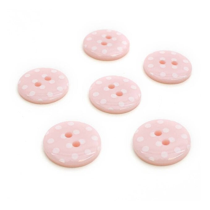 Hemline Pink Novelty Spotty Button 6 Pack image number 1