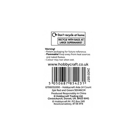 Red and Green 14 Count Aida Fabric 30cm x 46cm 2 Pack image number 6