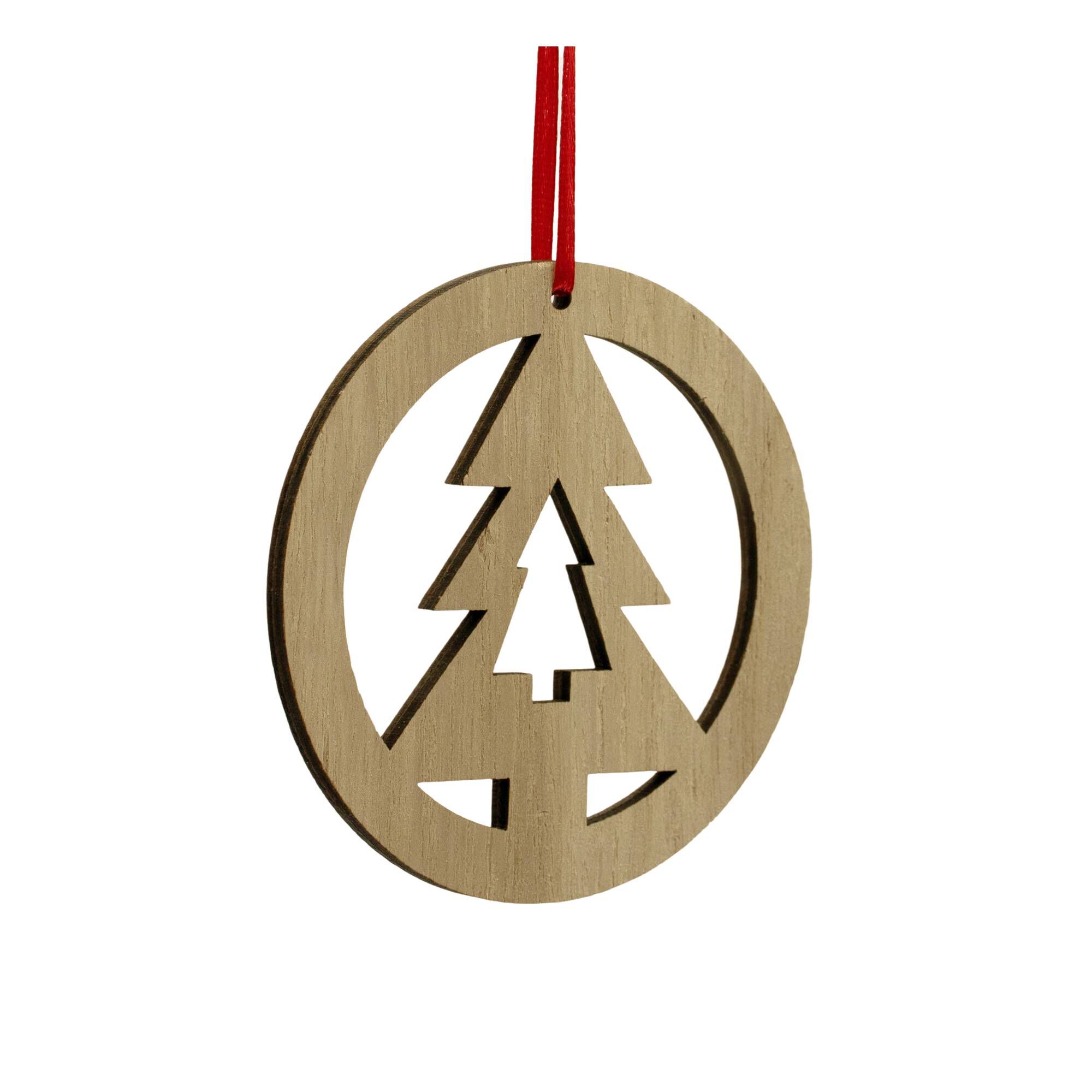 Wooden Circle with Tree Decoration 9cm Hobbycraft