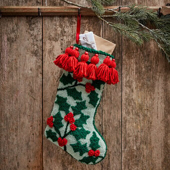 How to Make a Punch Needle Christmas Stocking