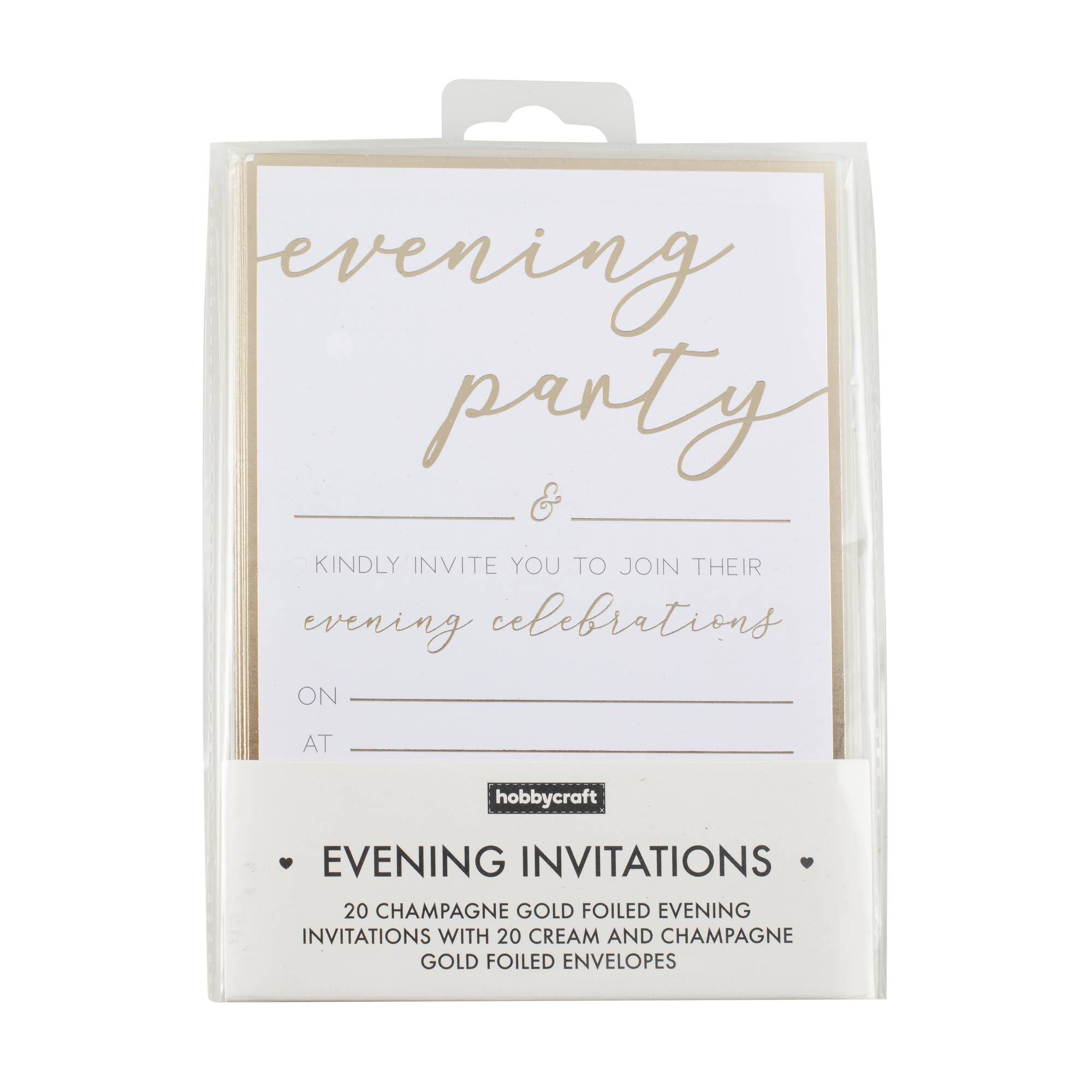 Champagne Gold Foil Evening Invitations 20 Pack Hobbycraft