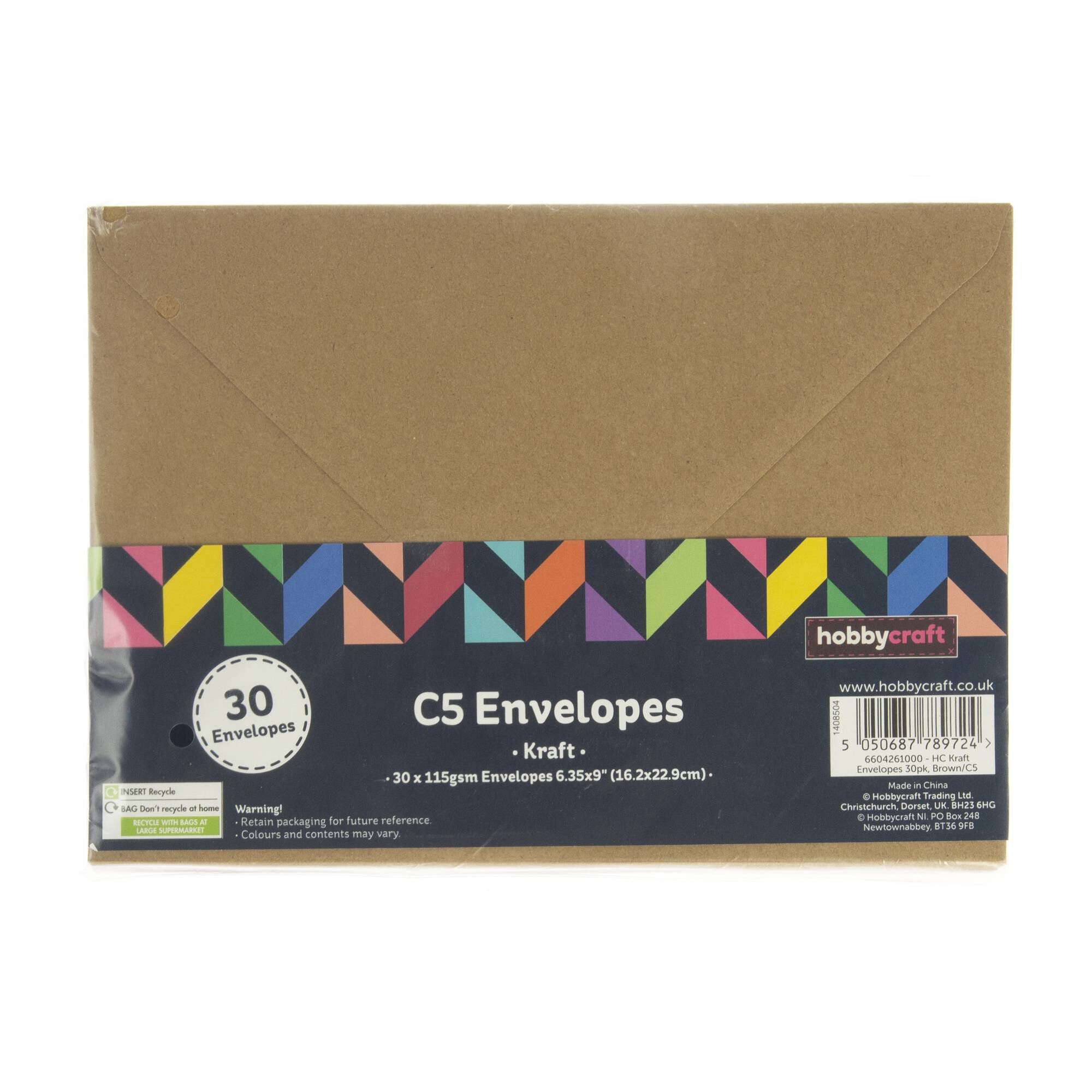 Kraft Envelopes C5 30 Pack Hobbycraft