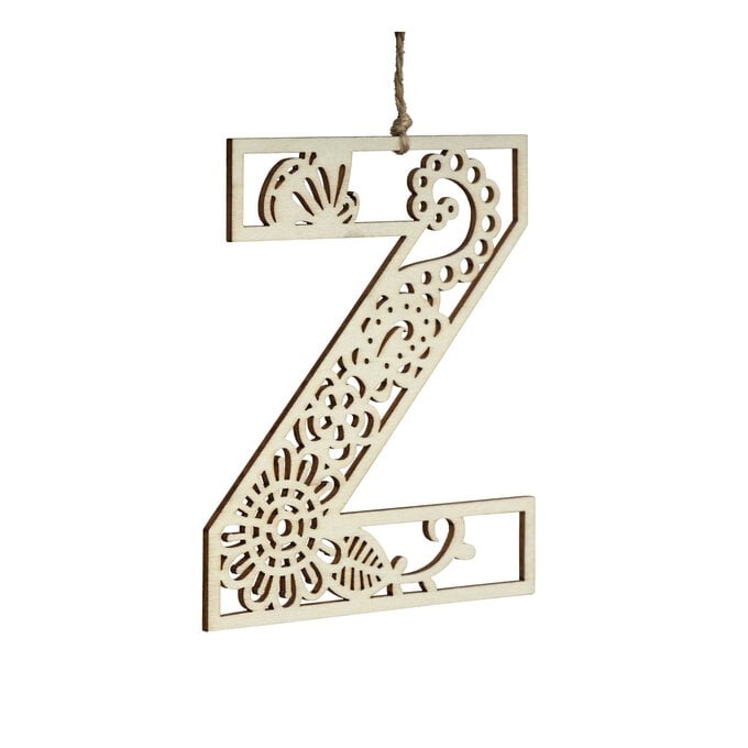 Wooden Filigree Hanging Letter Z 13cm image number 1