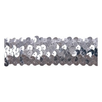 Silver 20mm Sequin Stretch Trim by the Metre