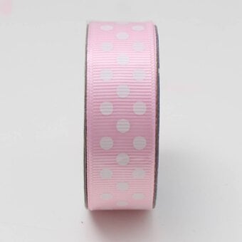 Baby Pink Spots Grosgrain Ribbon 19mm x 4m image number 4