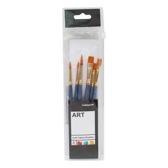 Gold Flat and Round Taklon Brushes 6 Pack