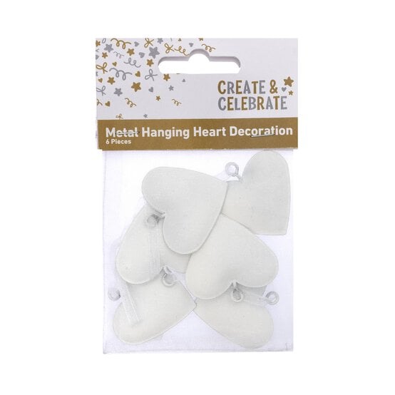 Create & Celebrate White Metal Hanging Heart Decorations 6 Pack image number 4
