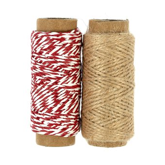 Red and Natural Twine 20m 2 Pack image number 4