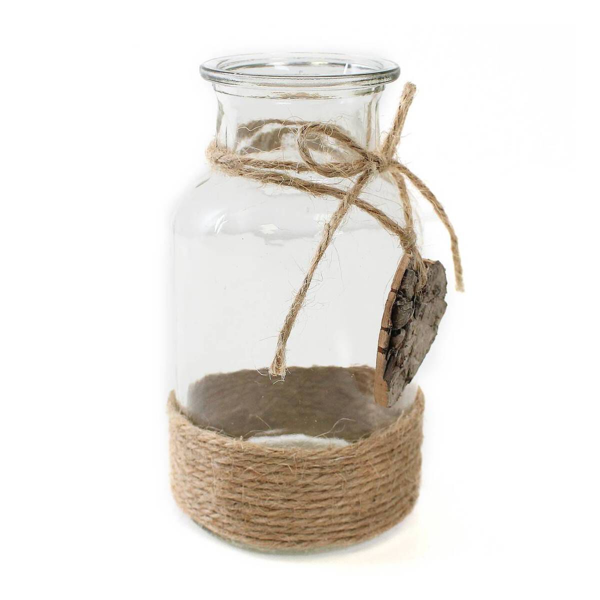 Glass Jar with Jute Wrap 7cm x 7cm x 13cm Hobbycraft